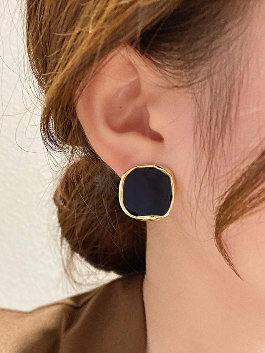 1 Pair Minimalist Asymmetrical Geometric Everyday Casual Unique Classic Retro Elegant Women Earrings - Black - View 1