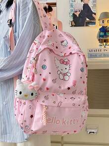 SANRIO New Cute Cartoon Hello Kitty Backpack, Large Capacity Lightweight Casual Travel Backpack, Suitable For Students Daily And Outdoor Use - A - View 3