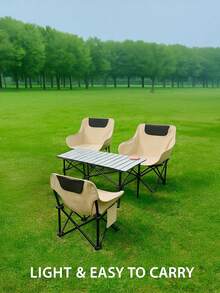 A Folding Chair, A Camping Outdoor Simple Leisure Chair, A Multifunctional Portable Four-Corner Folding Chair, With Five Styles And Multiple Colors - Light Beige (Style B) - View 2