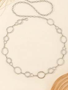 1pc Silver O-Ring Waist Chain Belt, Adjustable Round Chain Body Chain, Punk Street Style Waist Belt, Suitable For Party, Nightclub And Daily Wear - Silver - View 10