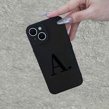 Coque de téléphone - Design simple et élégant avec le motif de la lettre A, convient pour iPhone 16 15 14 13 12 11 XS XR X 7 8 Mini Plus Pro Max SE, est le cadeau parfait pour une petite amie, un petit ami, des femmes, des hommes, des amis, ou même vous-même, idéal pour offrir lors de - Noir - Voir 7