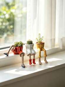 1pc Funny Leg Resin Succulent Planter Shelf Sitter Flower Pot Creative Humanoid Shape Desktop Decor Plant Container Gift For Plant Lovers Home Office Ornament - Flowerpot - View 4