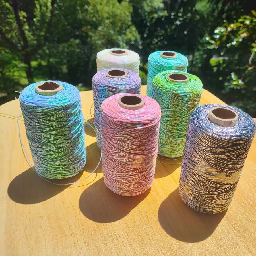 1 Roll Iridescent Glitter Crochet Yarn, 100g Shiny Metallic Color Crochet Yarn, Suitable For Handmade Knitting, DIY Macrame Weaving Craft Rope, Can Be Used For Bag Making