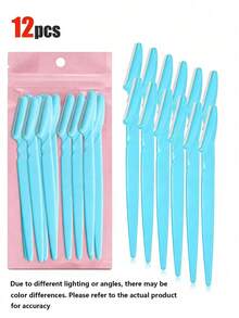 30pcs/paquete Exquisitas Navajas Faciales en Bolsa, Recortadores de Cejas y Removedores de Vello Facial, Herramientas de Afeitado Facial Unisex con Hojas de Precisión, 1/3/6/12/24pcs (Rosa) - Multicolor - Ver 24