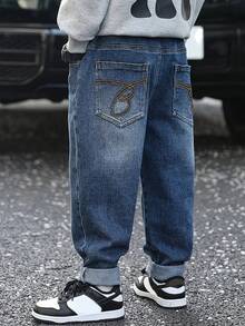Tween Boy Spring/Autumn New Casual Denim Jeans - Medium Wash - View 9