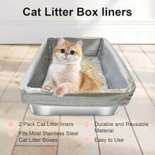 2 Pack Reusable Cat Litter Box Liners For Stainless Steel Boxes Fits 6'' And 8'' Deep - Scratch-Resistant And Waterproof Pan Protector, Extends Box Life, Easy To Clean With Non-Slip Design - Gray - View 4