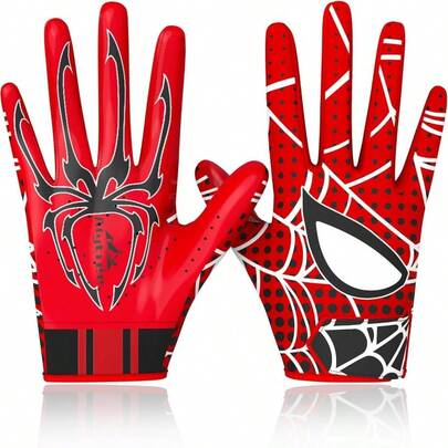 Guantes de fútbol para niños y niñas, guantes receptores adhesivos para niños, guante de fútbol con bandera junior, rendimiento mejorado y alto agarre para niños y adultos
