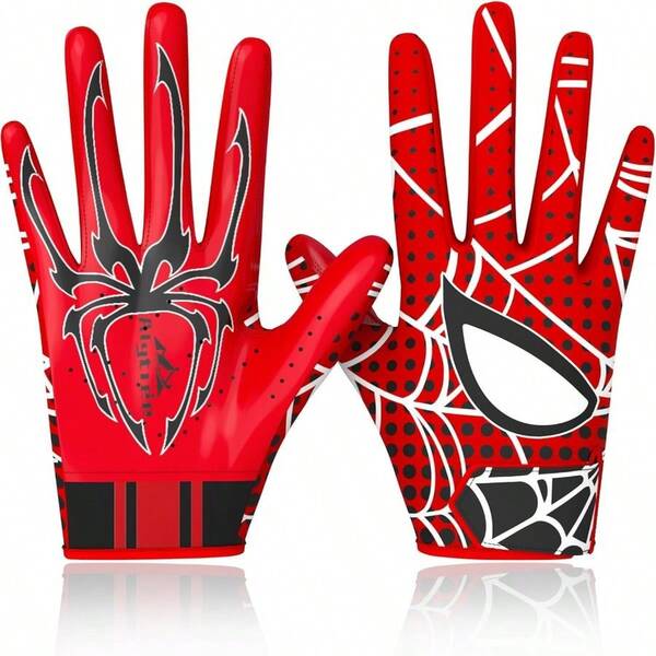 Guantes de fútbol para niños y niñas, guantes receptores adhesivos para niños, guante de fútbol con bandera junior, rendimiento mejorado y alto agarre para niños y adultos