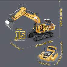 Remote Control Excavator, Dump Truck And Loader Toy Set, Suitable For Boys 6 Years And Above, Equipped With Metal Bucket And Lights, Ideal Gift For Children (Halloween/Christmas) - Multicolor - View 11