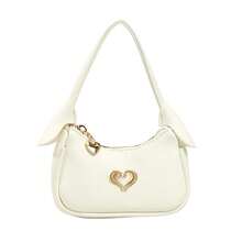 Sweet Girl Heart Metal Decor Mini Handbag, Zipper Closure Solid Color Rabbit Ear Design Versatile Lipstick Coin Purse, Suitable For Daily Use - A - View 12