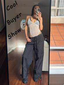 1件女款網紗抽繩性感內衣，網紗比基尼外罩衫，透明修身連身衣，一件式連身褲，比基尼上衣 - 白色 - 查看 3
