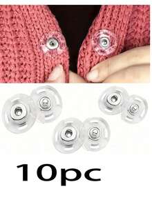 20/10 piezas Botones a presión invisibles ultra claros, sujetadores de plástico ocultos anti-exposición, botones de tachuela transparentes ocultos, accesorios de costura para suéteres, cárdigans, camisas, blusas, vestidos, faldas, suministros de cierre a presión anti-hueco para manualidades DIY de prendas de mujer - Multicolor - Ver 13