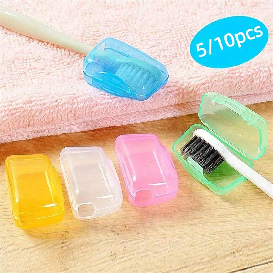 5/10pcs Lightweight Portable Toothbrush Holder, Practical Travel Toothbrush Storage Box And Organizer, Women's Fashion Minimalist Toothbrush Rack And Travel Accessory