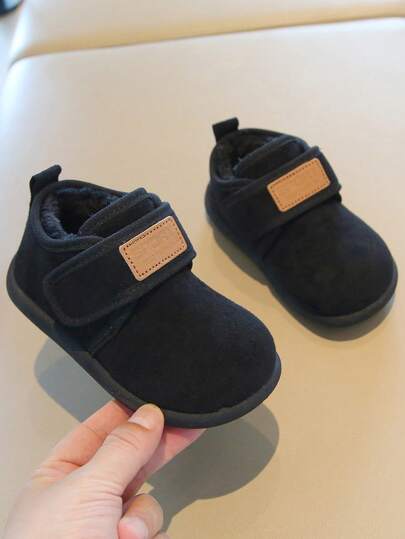 Children's Cute Minimalist Warm Snow Boots - New Autumn/Winter Style For Boys And Girls, Thermal Lined/Indoor/Outdoor/Warm & Anti-Slip, Hook And Loop Closure, Comfortable Soft Upper Patchwork, Lightweight Sole, Fashionable Daily And School Toddler Boots/Ankle Boots/Sports Boots