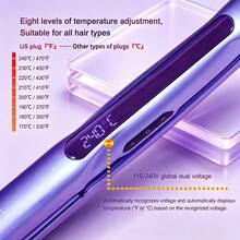 Alat Penata Rambut Profesional ANGENIL - Pelurus & Pengeriting 2-in-1. Plat Keramik Menciptakan Tekstur Rambut Halus dan Lembut. Fitur Tegangan Ganda, Pemanasan Cepat dan 8 Pengaturan Suhu yang Dapat Disesuaikan, Cocok untuk Semua Jenis Rambut. - Biru - View 6