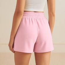 Women's Basic Sweat Shorts Casual Everyday Comfort Heart Print - 淺粉色 - 查看 2
