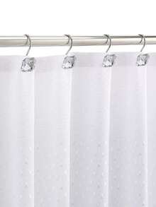 12pcs Luxury Design Square Transparent Diamond Crystal Gemstone Shiny Shower Curtain Hooks, Rust-Proof Metal Rhinestone Fashion Shower Curtain Rings - Multicolor - View 2