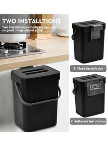 1pc Multi-Function Trash Can, 3L/0.79 Gallon Hanging Trash Can, Convenient Kitchen Trash Can, 2-In-1 Wall-Mounted Trash Can, High-Quality Compost Bin, Office Trash Can, Home Supplies, Kitchen Accessories - Multicolor - View 7