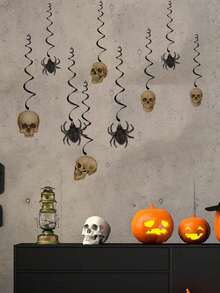 3 Styles Halloween Wall Decals Hanging Skeleton Spider / Multi-Size Hanging Spider / Dark Withered Tree Silhouette Optional PVC Removable Self-Adhesive Suitable For Ceiling Door Frame Wall Corner Glass Escape Room Window Party Atmosphere Holiday Decoration Stickers - Wall Stickers - View 2