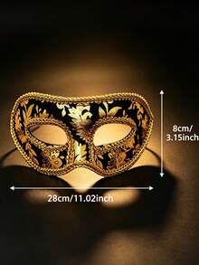14pcs/12pcs/7pcs/6pcs/1pc Elegant Venetian Masquerade Masks, Sparkling Half Face Masks, Perfect For Performance, Unisex, Cosplay And Halloween Party, Carnival And Christmas Party - Adjustable Ribbon Design - Gold-stamped Cloth Mask - View 16