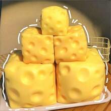 Tachimi 1pc Cheese Shaped Slow Rebound Squishy Toy, Giant Cheese Block Stress Ball, Fingertip Decompression Squeeze Toy, Non-Rebound, Crispy Texture, Children's Squeeze Toy - Multicolor - View 3