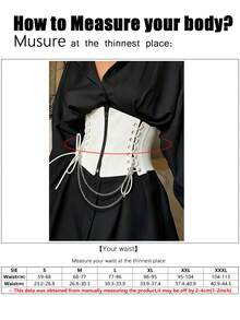 1件女款文藝復興風格白色龐克風綁帶拉鍊可調節束腰腰封，適合萬聖節之夜或日常穿著 - 白色 - 查看 5