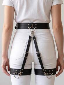 1pc Women's Punk Style Sexy Waist Belt Leg Strap One-Piece Harness, Suitable For Daily Wear And Party - Black - View 3