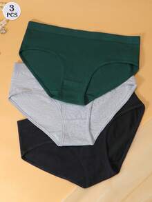 3pcs/Set Women's Comfortable Pure Cotton Low Waist Breathable Sports Triangle Panties - Multicolor - View 1
