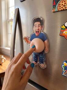 1/3/5pcs Customized Funny Face Acrylic Fridge Magnets, Quirky Photo Gift, Cute Decorative Fridge Magnets, Unique Personalized Face Magnets, Acrylic Big Belly Fridge Magnets, Prank Funny Birthday Gift For Friends, Couples, Dad, Boyfriend - Multicolor - View 8