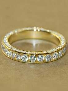 1pc Romantic Cubic Zirconia Ring For Women, Wedding Engagement Party Jewelry, Valentine's Day Gift - Yellow Gold - View 13