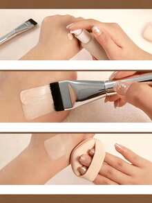1pc Flat Foundation Brush, A Light And Seamless Concealer Makeup Brush, A Flat Thin Brush For Facial Application, Soft And Skin-Friendly, Quick Application, Light Makeup Effect, No Brush Marks, Suitable For Foundation Brushes, Essential Makeup Tool - Multicolor - View 2