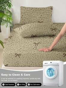 1pc Leopard Print Fitted Sheet, Fitted Mattress Protector, Soft Comfortable Bedroom Mattress Protector, Only Fitted Sheet, Machine Washable - Multicolor - View 7