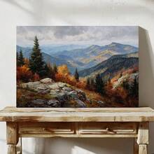 1 Stück Vintage Herbst Berglandschaft Leinwand Wandkunst, Retro Malerei Stil Wald Tal Szenerie Muster Poster, Rahmenlose Natur Leinwand Malerei, Kein Rahmen enthalten Leinwand Bild für Wohnzimmer Schlafzimmer Landhaus Dekoration - 111 - Übersicht 1