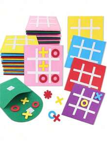 10/5 Sets Tic Tac Toe Party Favors, Tic Tac Toe Board Game, Random Multicolor Family Strategy Board Game, Felt Mini Nine-Grid, Suitable For Family Birthday, Holiday Party Gifts, Good Gift Bag Fun Indoor Game Night Activity (Mixed Colors) - Multicolor - View 1