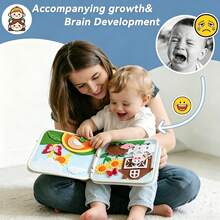 Livre d'images en feutre silencieux pour bébés - Livre d'images interactif en feutre durable avec motifs d'abeille et de divers animaux, jouet d'apprentissage pour promouvoir les compétences motrices, le développement tactile et visuel, les capacités cognitives et pratiques, design coloré et illustrations mignonnes, cadeau d'anniversaire ou de Noël idéal pour les bébés - Multicolore - Voir 3