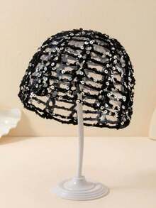 1pc Women's Spring/Summer Lightweight Hollow Sequin Decorated Hand-Woven Hat, Suitable For Spring/Summer/Autumn Daily Outdoor Wear, Sequin, Suitable For Festivals, Travel Occasions - A-large Mesh - View 16