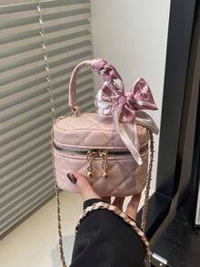 新款時尚經典多功能PU防水布料絎縫女款手提包 - 粉色 - 查看 2