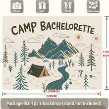 1pc Polyester Camping Women's Party Backdrop Banner, Mountain Lake Hiking Theme, Bridal Shower Decoration, Home And Studio Holiday Decor - Multicolor - View 4