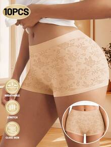 MIOTAN 10pcs Women's Low Waist Seamless Panties, Seamless, Comfortable, Breathable, Printed, Sexy - Multicolor - View 3