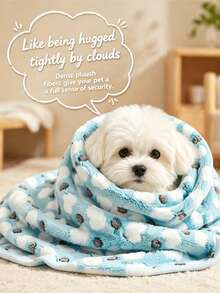 1pc Cute Cloud Paw Print Flannel Pet Blanket, Super Soft Warm Multi-Use Sleeping Mat Cover For Small Medium Dogs Cats, Washable Sofa Couch Protector Throw Blanket All Season - M (60cm*40cm) - View 8