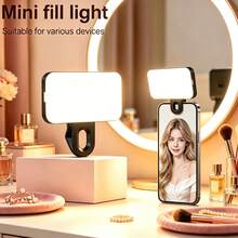 1pc Makeup Light, LED Selfie Light, Portable LED Light, Ring Light, Clip-On Light, With 3 Lighting Modes/Dual Color Temperature, Suitable For Selfie And Mirror Lighting, Compatible With Smartphone And Computer, Suitable For Makeup, Video Conference, Live Streaming, Video Call And Room Decoration - A - View 3