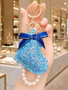 1pc Sequin Heart Faux Pearl Keychain Pendant, Key Chain Decorative Accessory, Bag Charm, Suitable For Friends, Family, Valentine's Day Gift, Birthday Gift, Holiday Gift, Party Favor - Multicolor - View 14