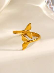 1/2pcs Stainless Steel Mermaid Tail Ring, Beach Vacation Style, Suitable For Women To Wear At The Seaside In Summer - Multicolor - View 5