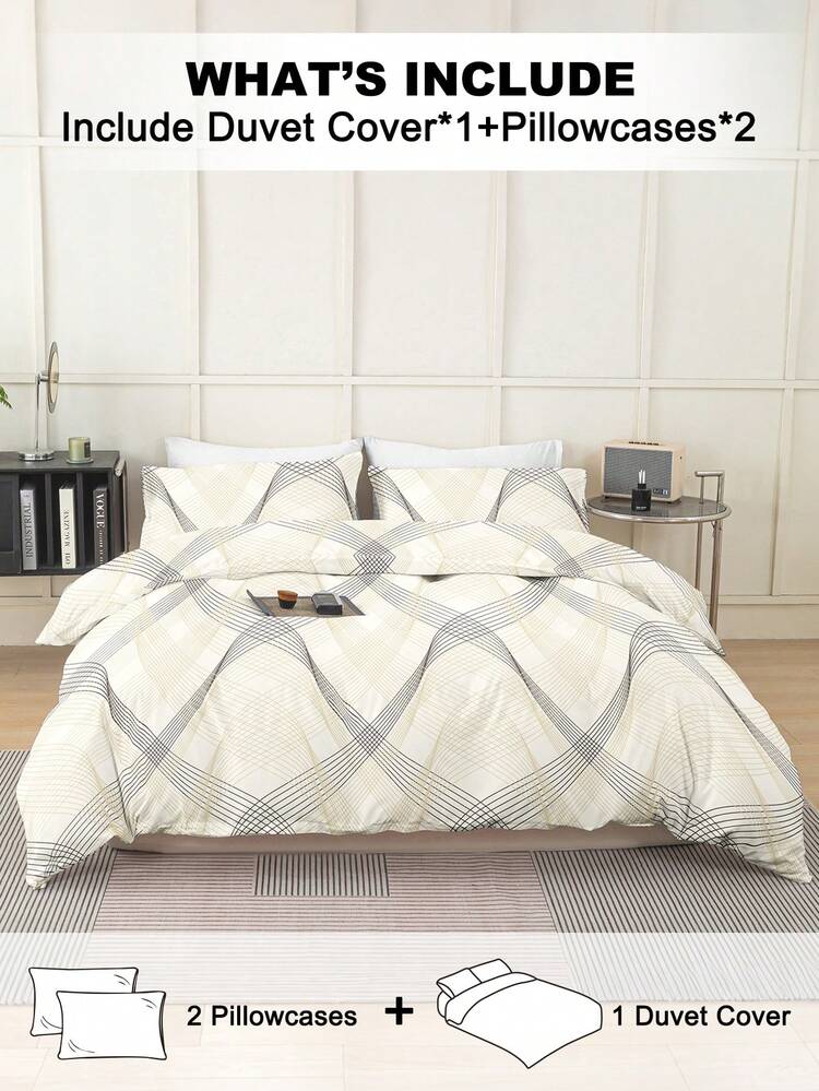 2/3pcs Striped Pattern Duvet Set, Ultra-Soft Breathable Microfiber For All Seasons. Washable, Pill/Shrink/Wrinkle Resistant. Fits INS & Nordic Styles, King/Queen/Full/Twin. Great For Home, Dorm, Apartment, Guest Room, Rentals & Gifts. - Multicolor - View 2