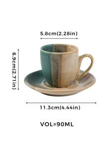 DearDali 1 Set Handmade Kiln-Fired Glazed Ceramic Cup And Saucer, 90ml, Vintage Vertical Textured Design, Microwave , Afternoon Tea Coffee Cup, Suitable For Espresso And Tea, Birthday Gift For Friends, Holiday Gift - Multicolor - View 7