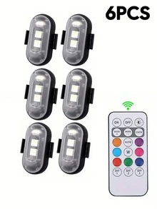 2/4/6/8pcs Wireless LED Light Strip With Remote Control, Car Collision Light, 8-Color USB Rechargeable High Brightness LED Light, Mini Light, Suitable For Car, Drone, Airplane, Motorcycle, Bicycle - Luxurious - View 17