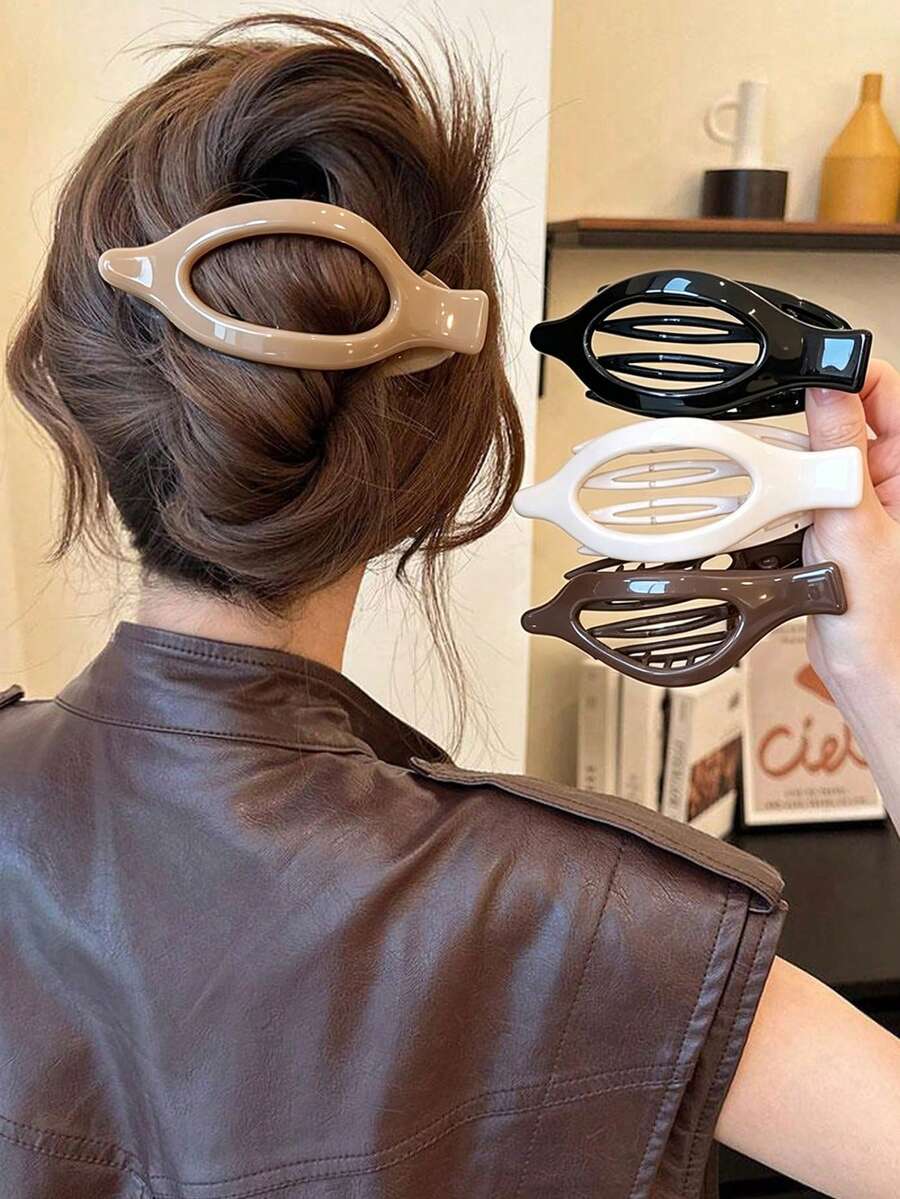 4 pièces/1 pièce Pinces à cheveux pour femmes 12 cm/4,72 pouces Grandes pinces à cheveux en plastique noir blanc kaki marron brillant léger Accessoires capillaires de mode polyvalents premium élégants minimalistes de couleur unie Convient pour le port quotidien les sorties les fêtes décontractées la plage les trajets les vacances la coiffure l'attachement des cheveux le lavage du visage le bain le maquillage l'assortiment des vêtements Pinces à cheveux Accessoires capillaires - Multicolore - Voir 1