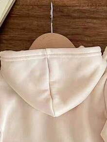 Bộ quần áo nỉ ấm có mũ in chữ tiếng Anh cho bé gái - Màu be - Xem 6