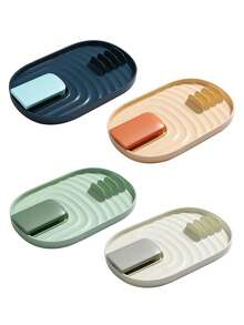 1 pieza Estante de cubertería de plástico duro con alfombrilla de goteo, apto para utensilios de cocina del hogar como cucharas, pinzas, estantes de accesorios de cocina, estante multifuncional resistente al calor para tapas de ollas, estante de almacenamiento de espátulas, estante plegable para tapas de ollas y soporte para cucharas. - Multicolor - Ver 10