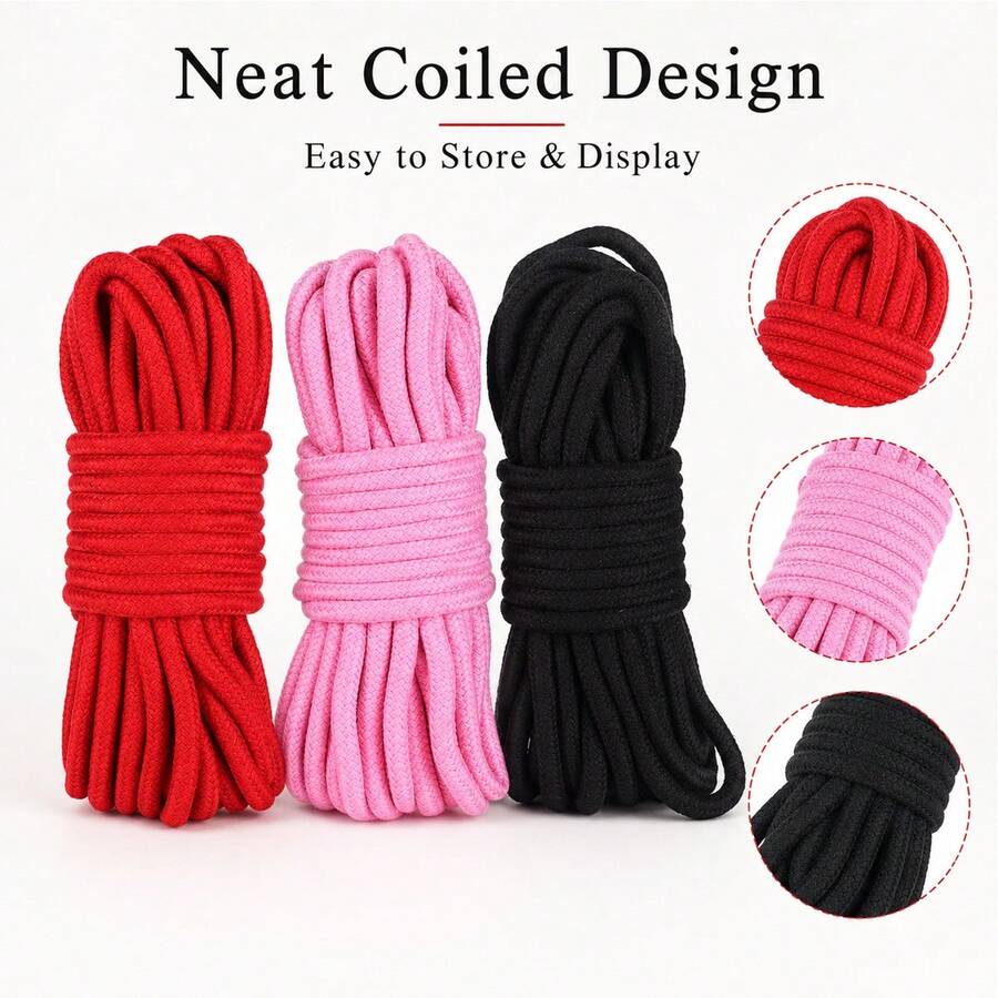 3 Colors Soft Braided Rope Set, Multi-Purpose Thick Rope, Suitable For DIY Crafts, Clothesline, Home Storage, Camping Fixation, Outdoor Sports And Climbing Style Decoration - Multicolor - View 1